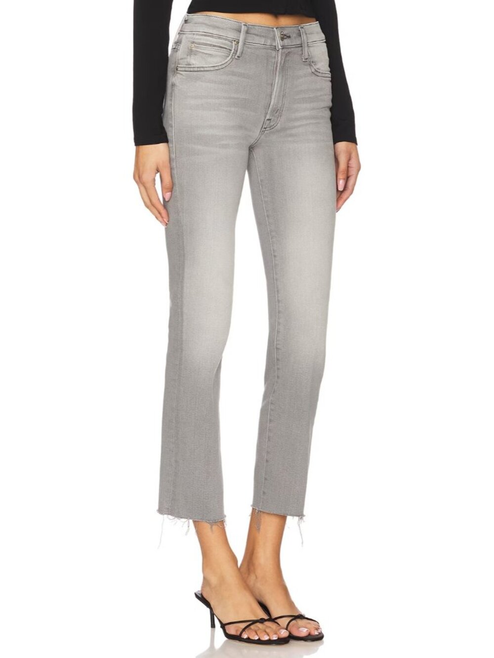 NWT Mother The Rascal Ankle Fray in Noted! Gray Stretch Straight Jeans 29